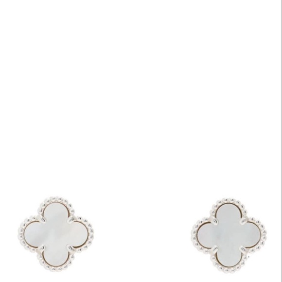 SOLD Van Cleef & Arpels Sweet Alhambra Mother of Pearl White Gold Earrings - Picture 2 of 7